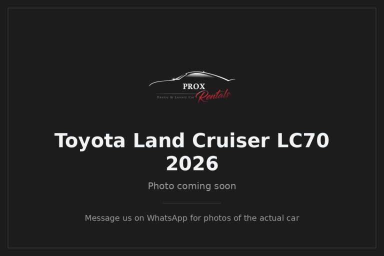 Toyota Land Cruiser LC70 2026 — photo coming soon. Prox Rentals, Dubai.